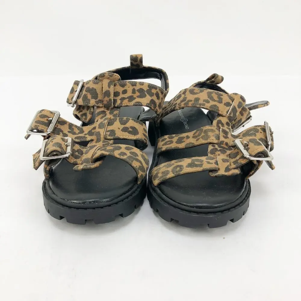 Treasure & Bond Girls Parker Gabrielle Sandals 1 Tan Black Animal Print NWOT